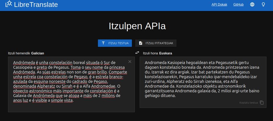 LibreTranslate itzultzaile automatiko libreari euskara irakatsi diogu