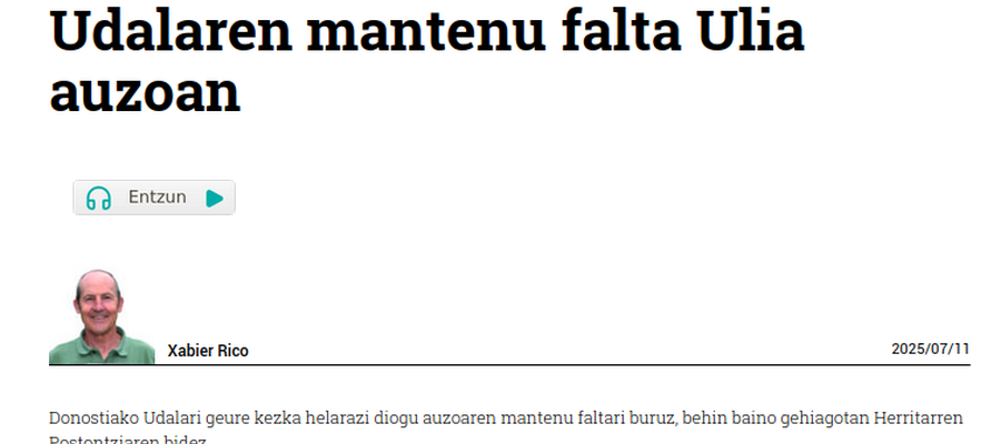 Udalaren mantenu falta Ulia auzoan (Xabier Rico, Irutxulo, 2025-07-11)
